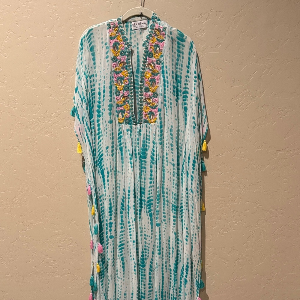 Green and White Maxi Dress